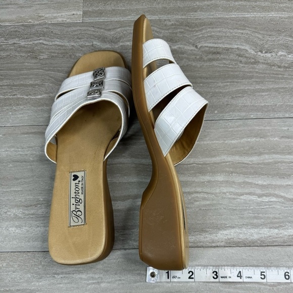 Brighton Brandy White Croc 3 Strap Made in Italy Sandals Womens Size 9.5 - Picture 7 of 10